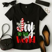 Joy To The World Christmas Festive Women's V-Neck T-Shirt thumb 2