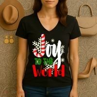 Joy To The World Christmas Festive Women's V-Neck T-Shirt thumb 3
