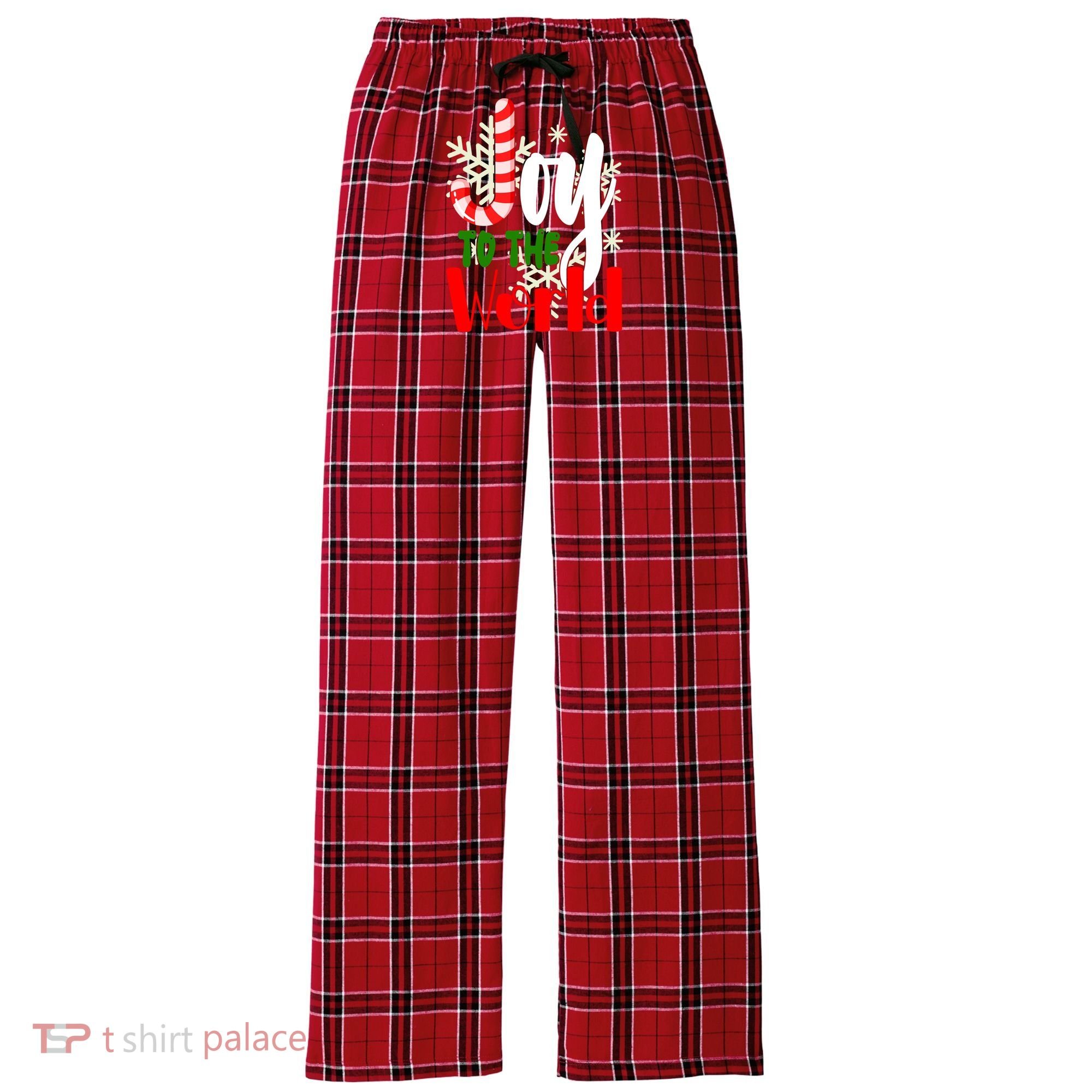 Joy To The World Christmas Festive Women's Flannel Plaid Pajama Pants