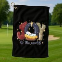 Joy To The World Nativity Christmas Jesus Ger Gift Golf Towel thumb 1
