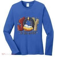 Joy To The World Nativity Christmas Jesus Ger Gift Women's Long Sleeve Shirt thumb 0