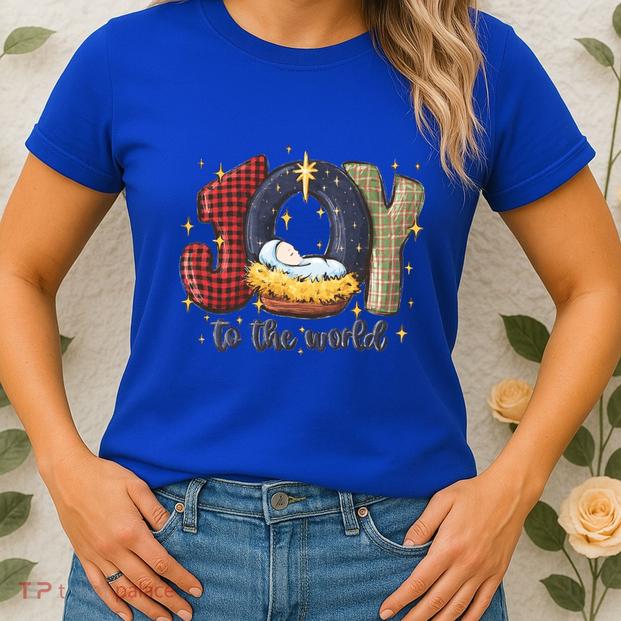 Joy To The World Nativity Christmas Jesus Ger Gift Women's T-Shirt