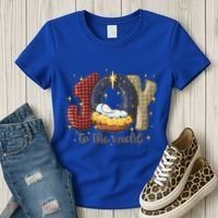 Joy To The World Nativity Christmas Jesus Ger Gift Women's T-Shirt thumb 3