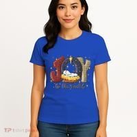 Joy To The World Nativity Christmas Jesus Ger Gift Women's T-Shirt thumb 4