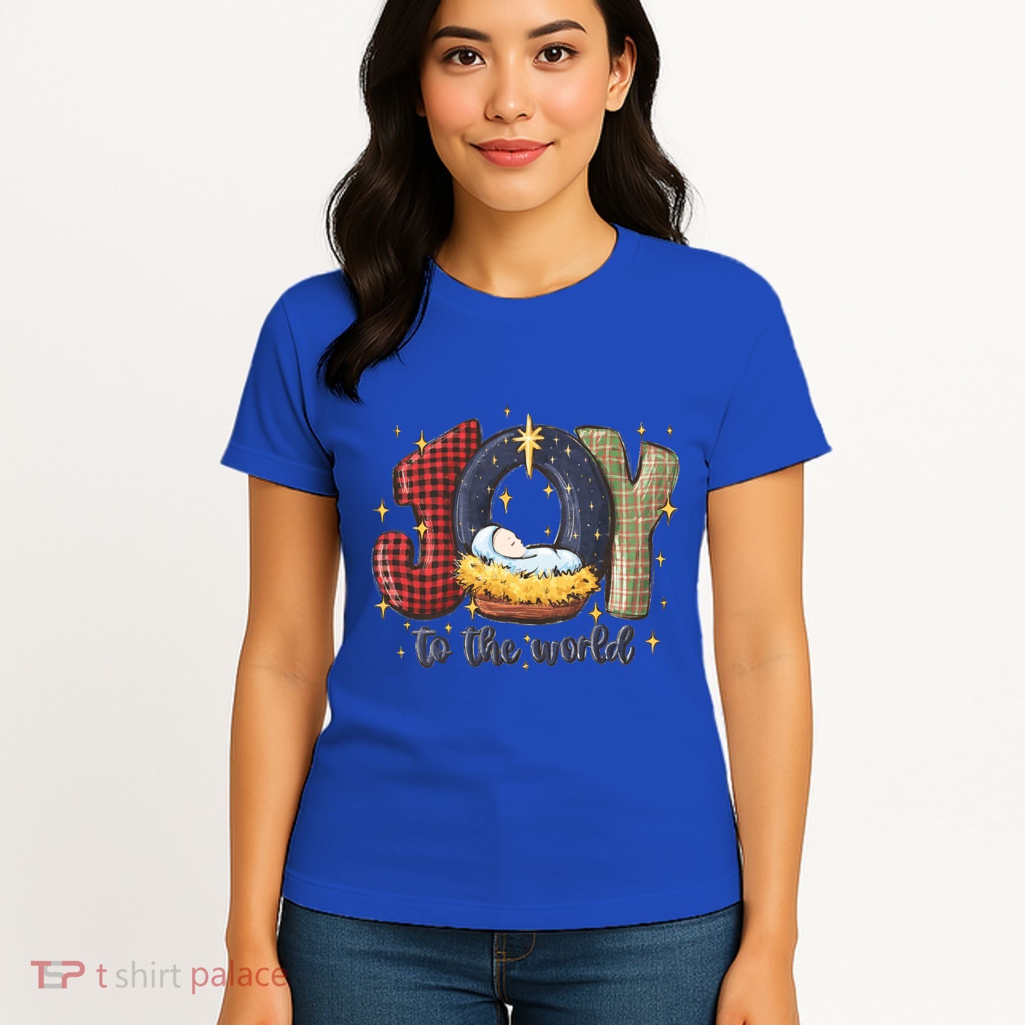 Joy To The World Nativity Christmas Jesus Ger Gift Women's T-Shirt