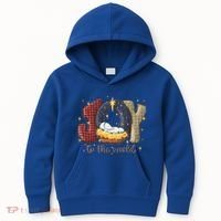 Joy To The World Nativity Christmas Jesus Ger Gift Kids Hoodie thumb 0