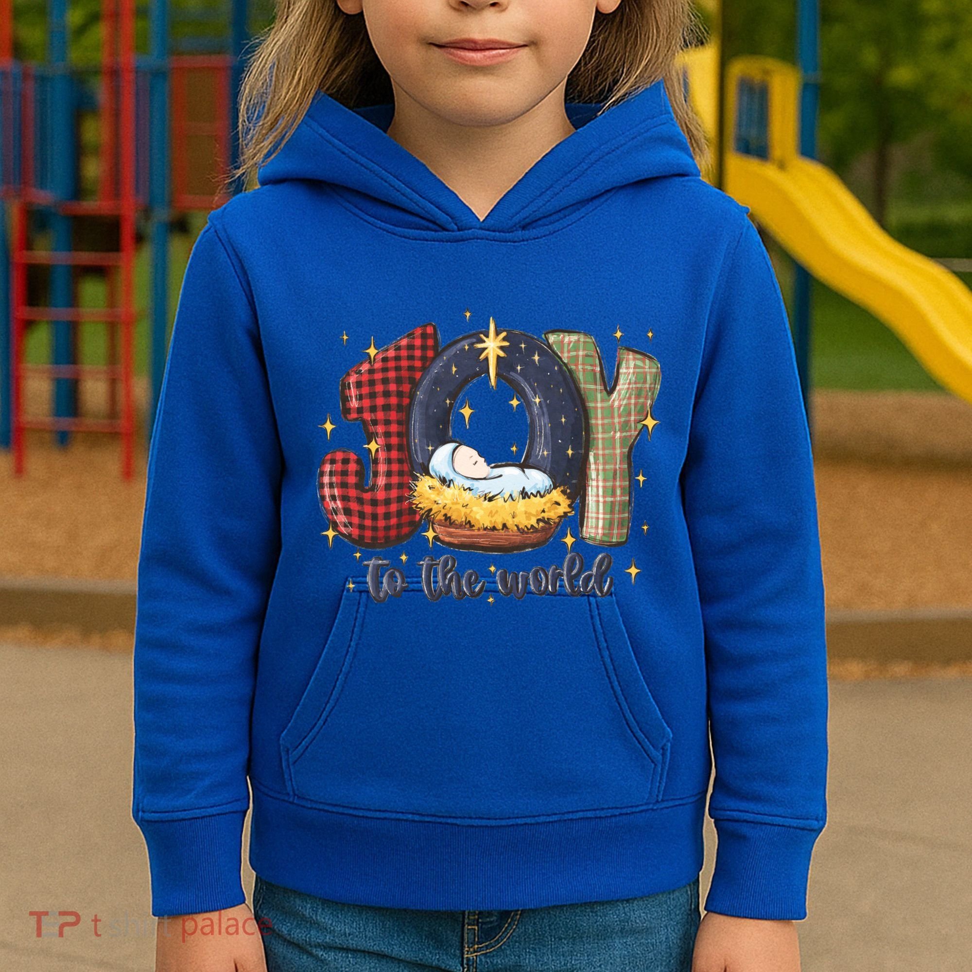 Joy To The World Nativity Christmas Jesus Ger Gift Kids Hoodie