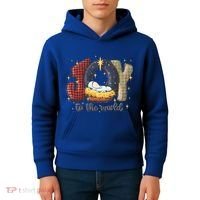 Joy To The World Nativity Christmas Jesus Ger Gift Kids Hoodie thumb 4