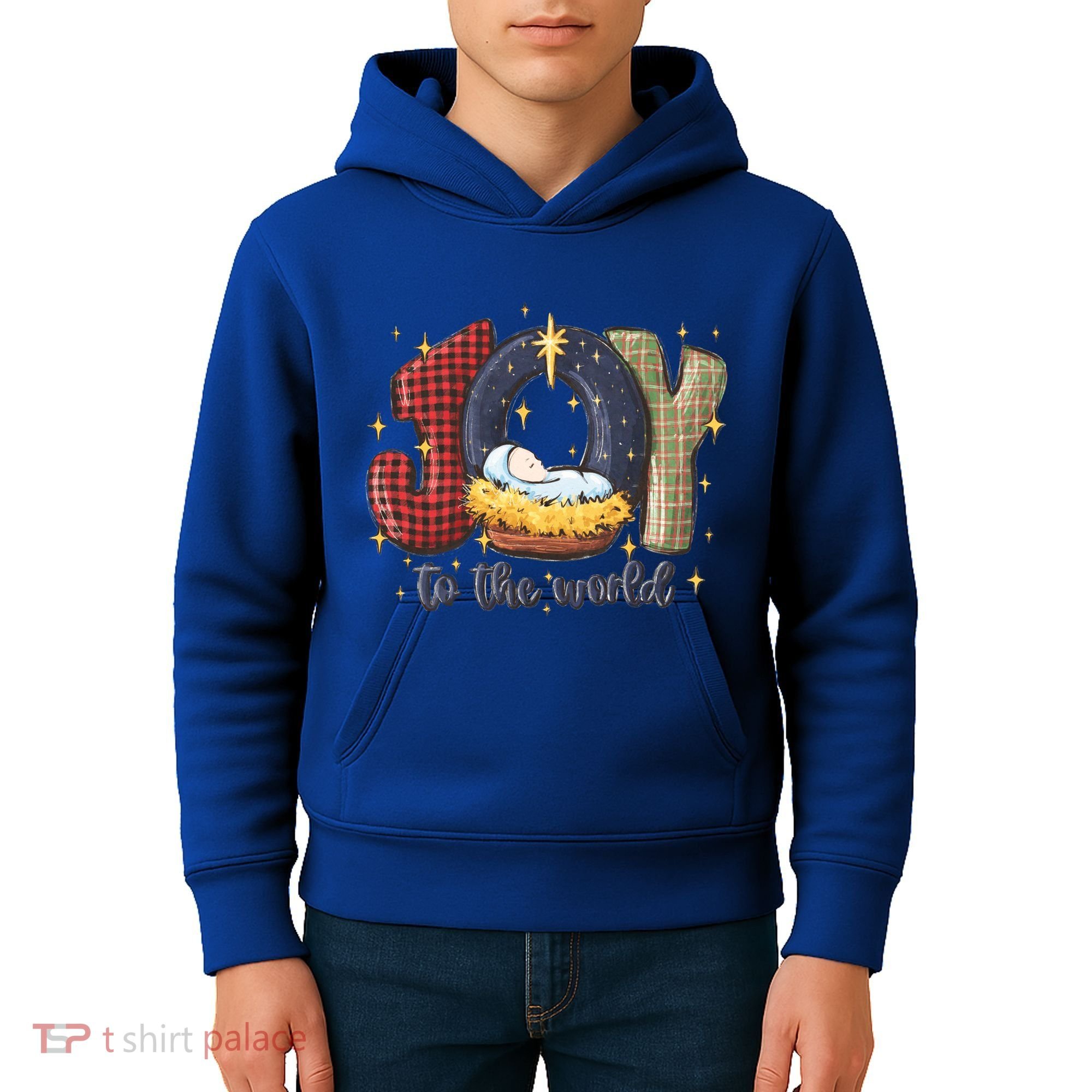 Joy To The World Nativity Christmas Jesus Ger Gift Kids Hoodie