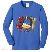 Joy To The World Nativity Christmas Jesus Ger Gift Kids Long Sleeve Shirt thumb 0