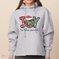 Joy To The World Disco Christmas Holiday Ladies Heavyweight Boxy Pullover Hoodie thumb 0