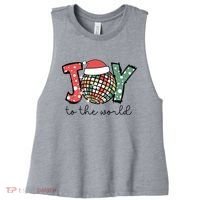 Joy To The World Disco Christmas Holiday Women's Racerback Cropped Tank thumb 0