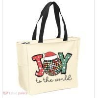Joy To The World Disco Christmas Holiday Tote Bag thumb 2