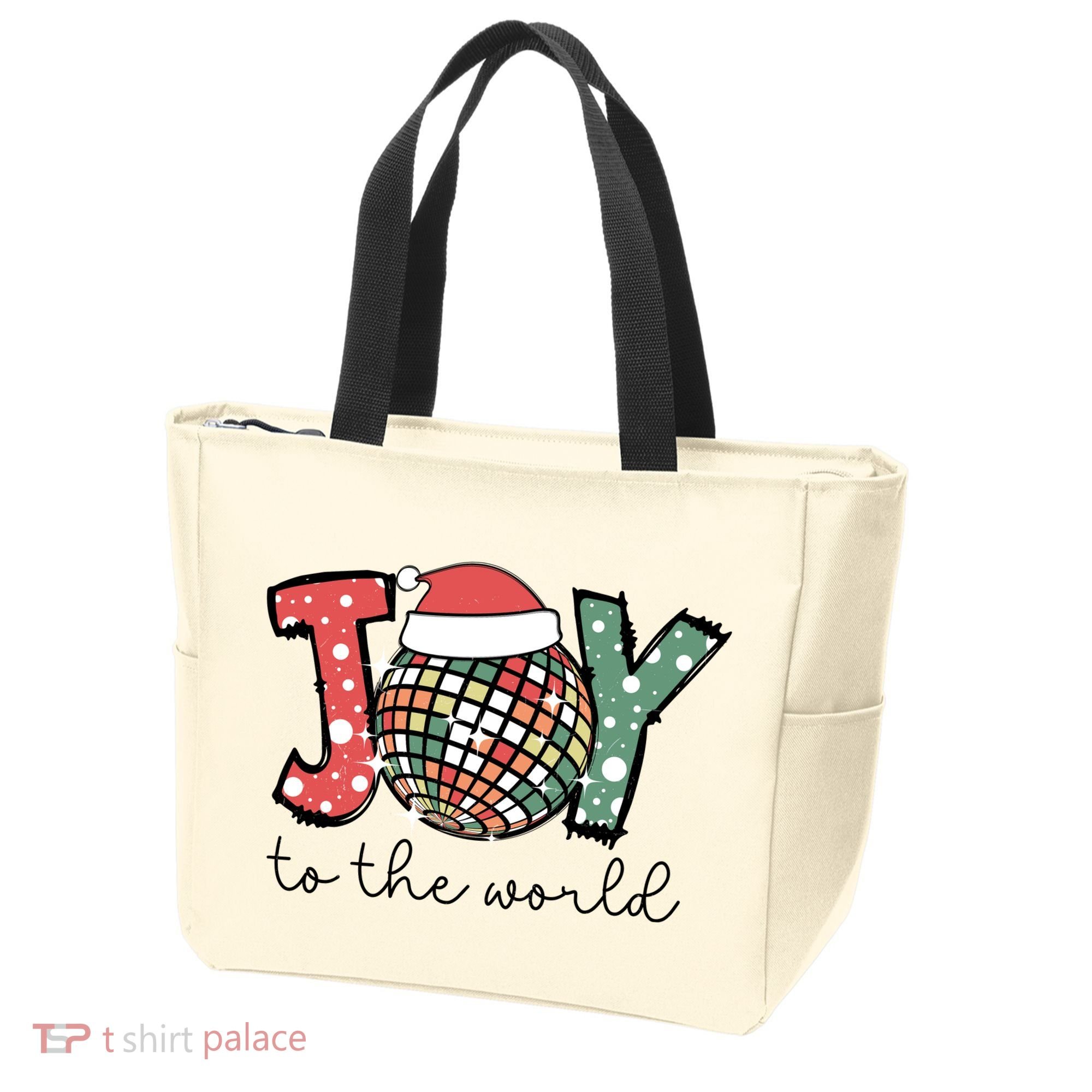 Joy To The World Disco Christmas Holiday Tote Bag