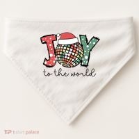 Joy To The World Disco Christmas Holiday USA-Made Doggie Bandana thumb 0