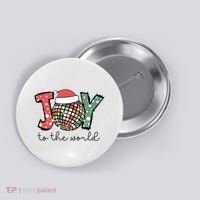 Joy To The World Disco Christmas Holiday Button thumb 0