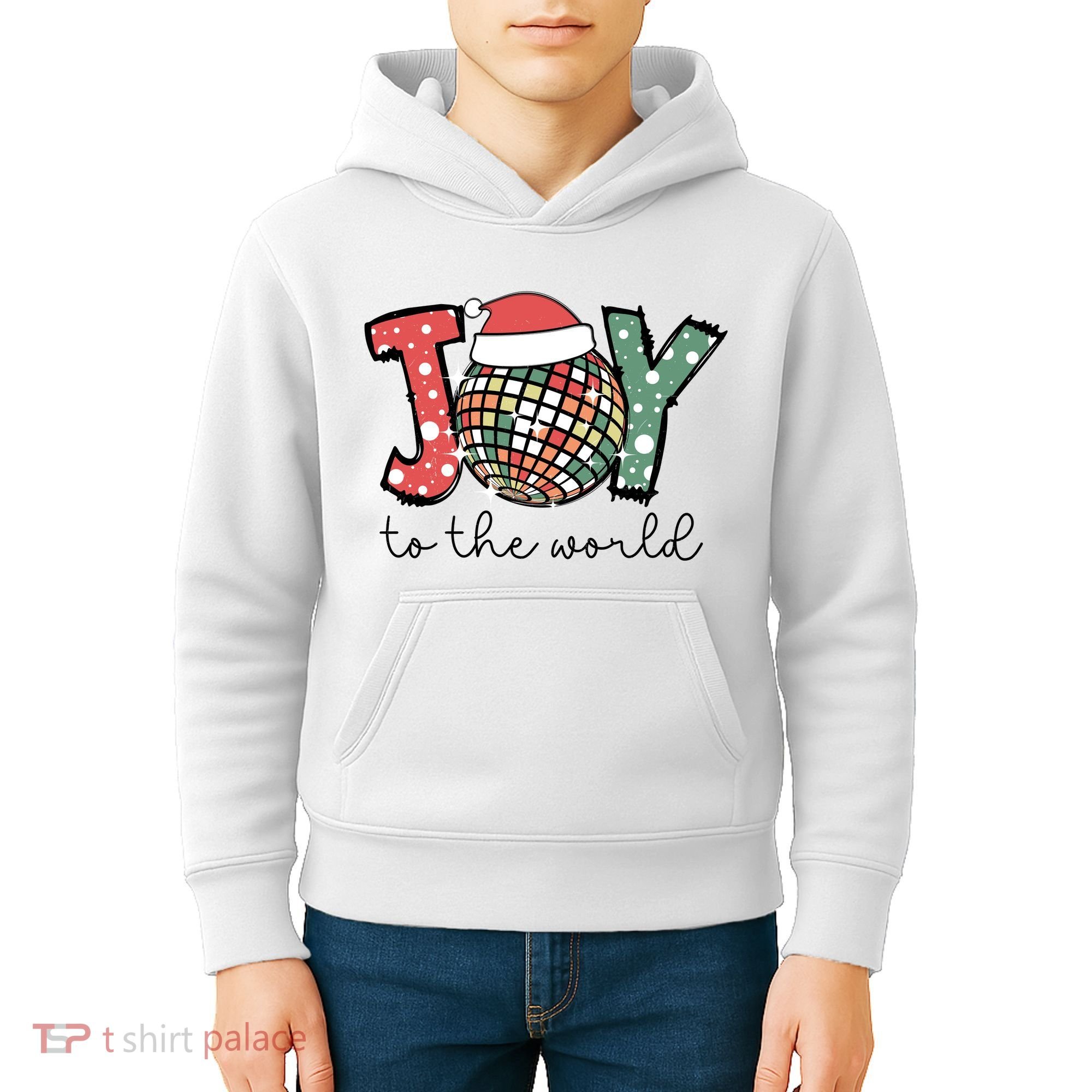 Joy To The World Disco Christmas Holiday Kids Hoodie