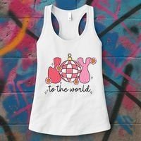Joy To The World Cute Disco Holiday Women's Tank Top thumb 3