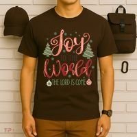 Joy To The World The Lord Is Come Christian Retro Christmas Religious T-Shirt thumb 6