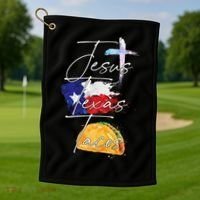 Jesus Texas Tacos Golf Towel thumb 1