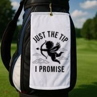 Just The Tip I Promise Funny Cupid Golf Towel thumb 2