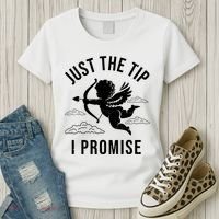 Just The Tip I Promise Funny Cupid Women's T-Shirt thumb 3