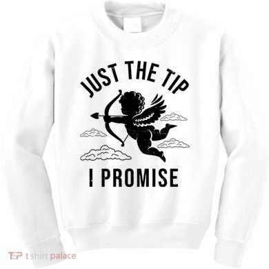 Just The Tip I Promise Funny Cupid Kids Sweatshirt