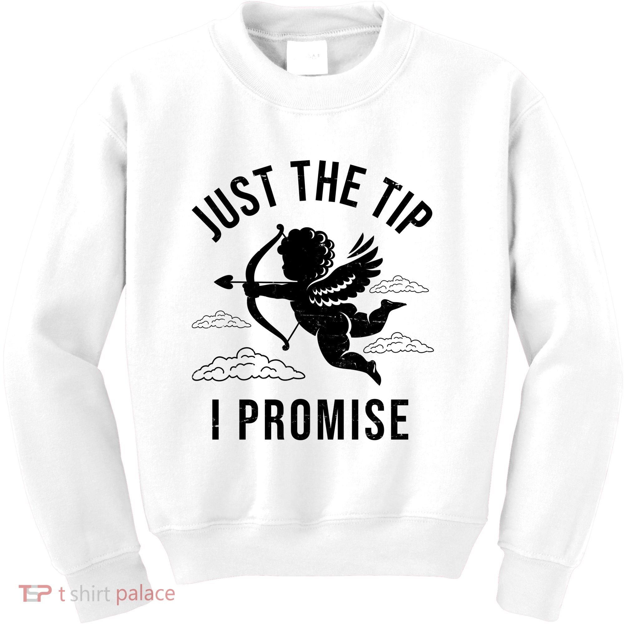 Just The Tip I Promise Funny Cupid Kids Sweatshirt