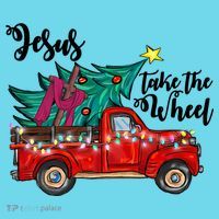 Jesus Take The Wheel Red Truck Christmas Tree Christian Xmas Gift Long Sleeve Shirt thumb 2