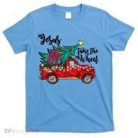 Jesus Take The Wheel Red Truck Christmas Tree Christian Xmas Gift T-Shirt thumb 0