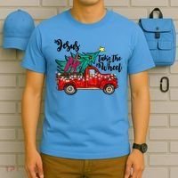 Jesus Take The Wheel Red Truck Christmas Tree Christian Xmas Gift T-Shirt thumb 5