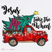 Jesus Take The Wheel Red Truck Christmas Tree Christian Xmas Gift Sweatshirt thumb 3