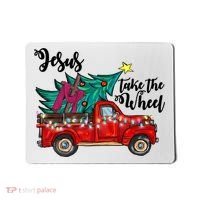 Jesus Take The Wheel Red Truck Christmas Tree Christian Xmas Gift Mousepad thumb 0