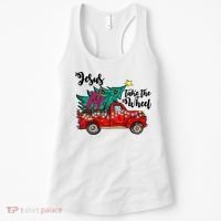 Jesus Take The Wheel Red Truck Christmas Tree Christian Xmas Gift Women's Tank Top thumb 0