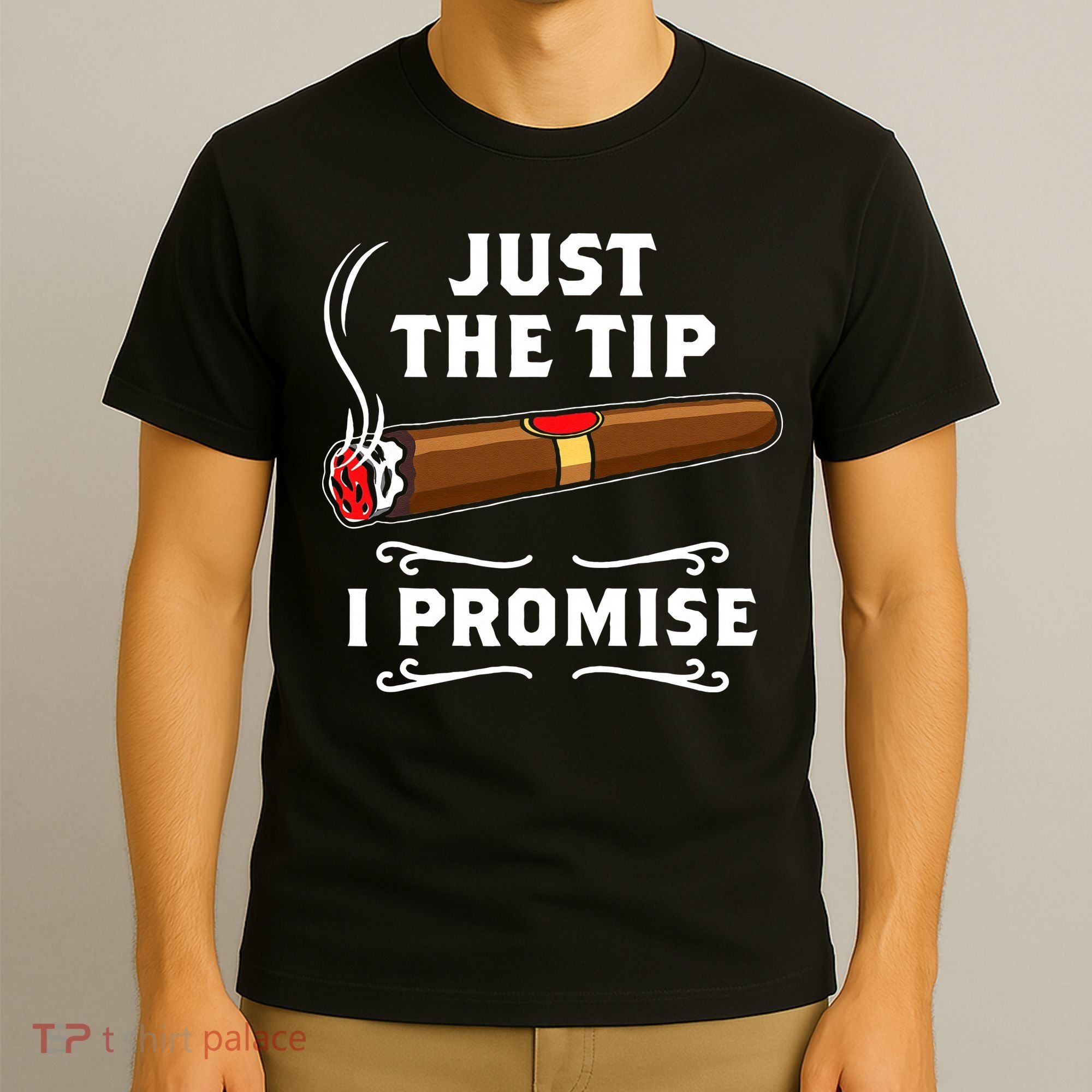 Just The Tip I Promise Cigar Smoker Men Joke Apparel T-Shirt