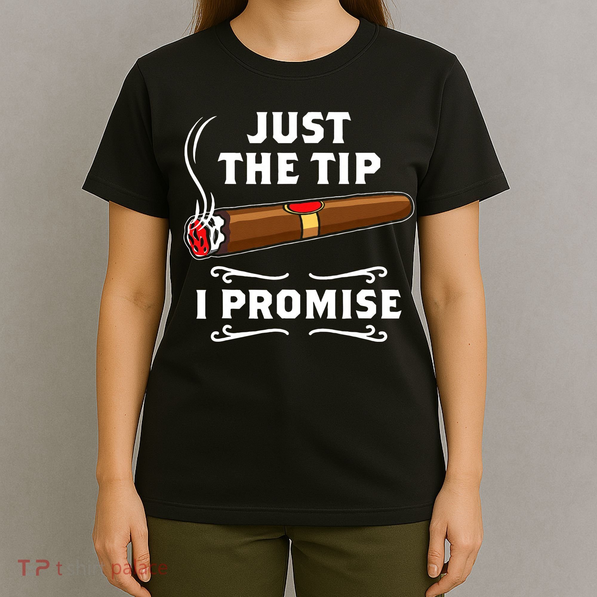 Just The Tip I Promise Cigar Smoker Men Joke Apparel T-Shirt