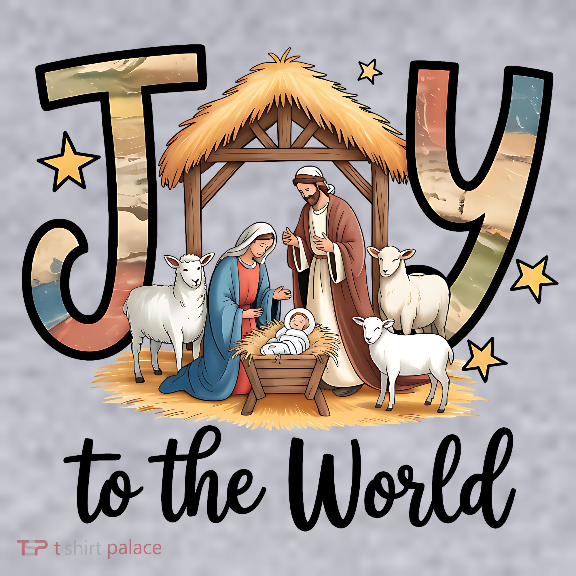 Joy To The World Jesus Is Born Christmas Women's Racerback Cropped Tank