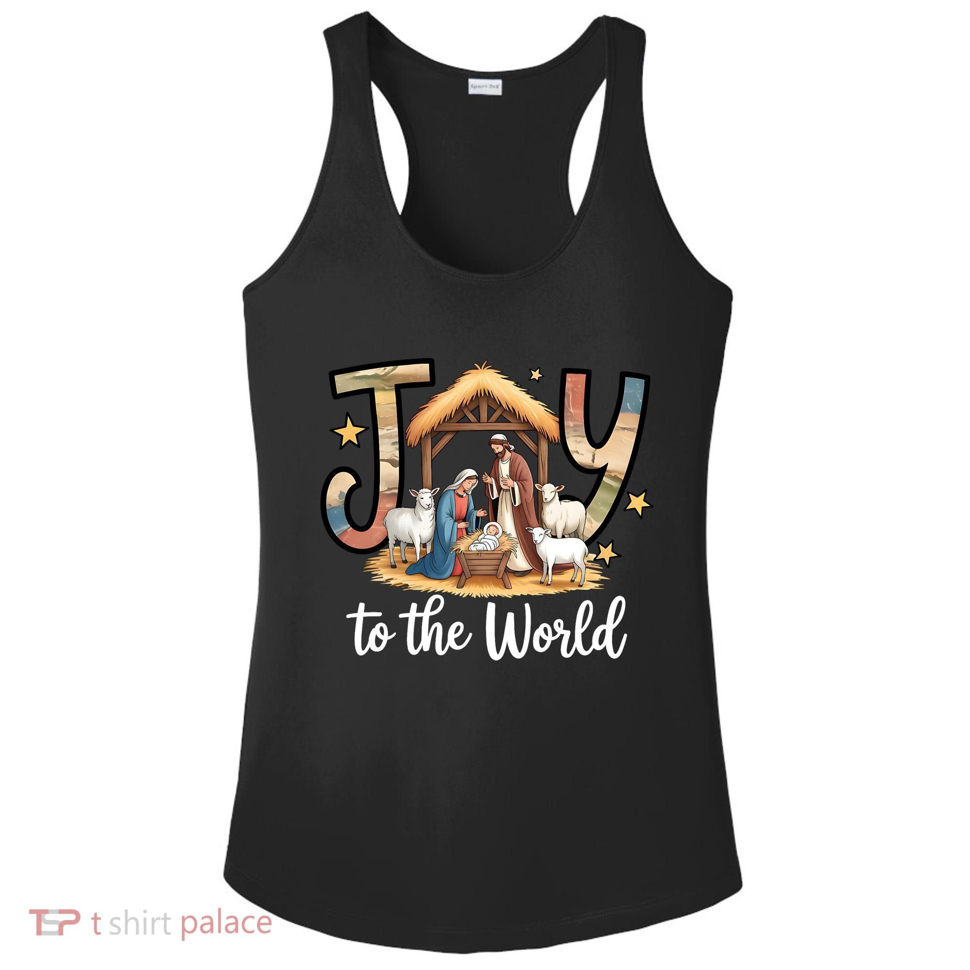 Joy To The World Jesus Is Born Christmas Ladies PosiCharge Competitor Racerback Tank