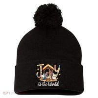 Joy To The World Jesus Is Born Christmas Pom Pom 12in Knit Beanie thumb 0
