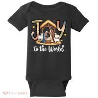 Joy To The World Jesus Is Born Christmas Baby Bodysuit thumb 0