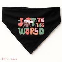 Joy To The World Festive Holiday Graphic USA-Made Doggie Bandana thumb 0