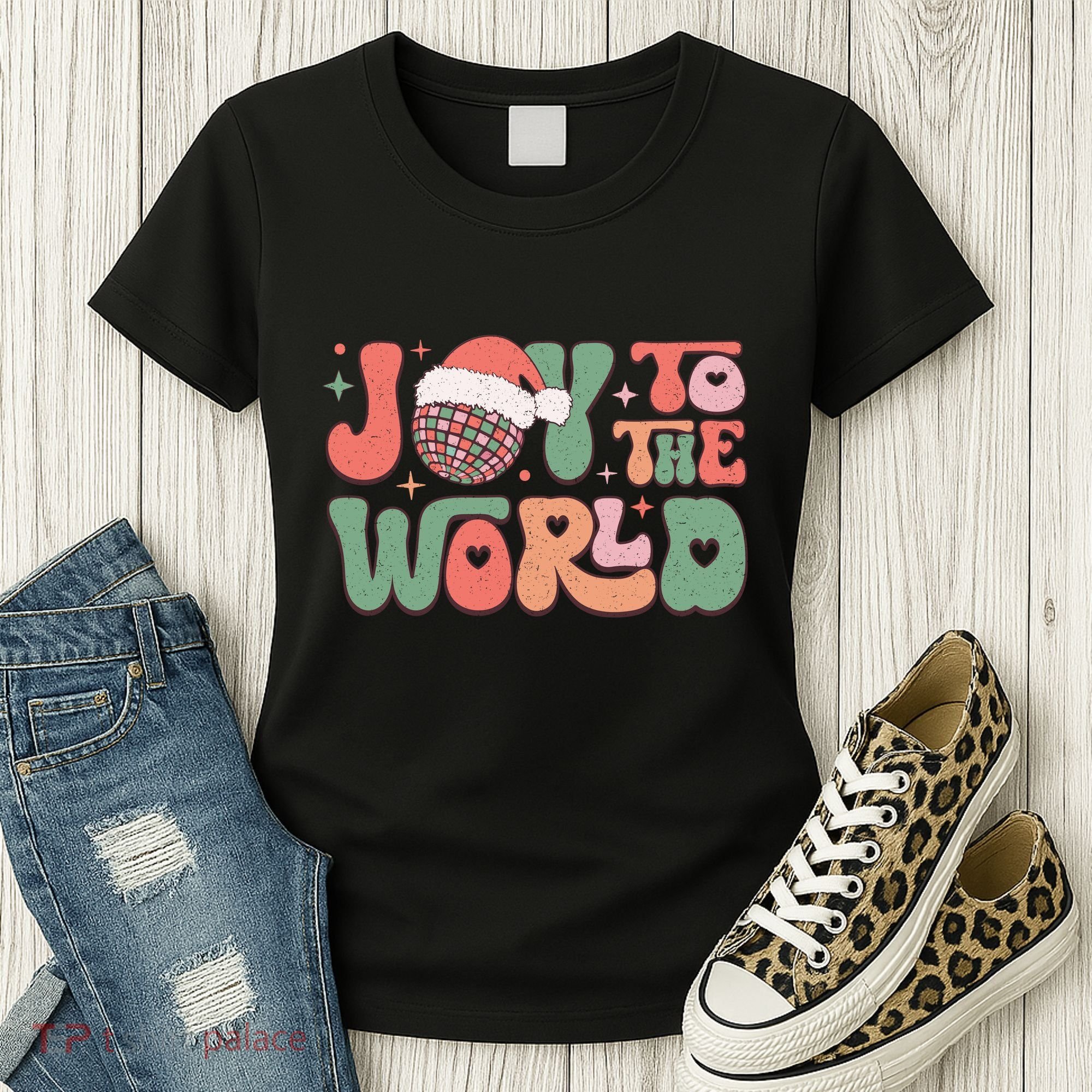 Joy To The World Festive Holiday Graphic Women's T-Shirt