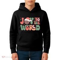 Joy To The World Festive Holiday Graphic Kids Hoodie thumb 4