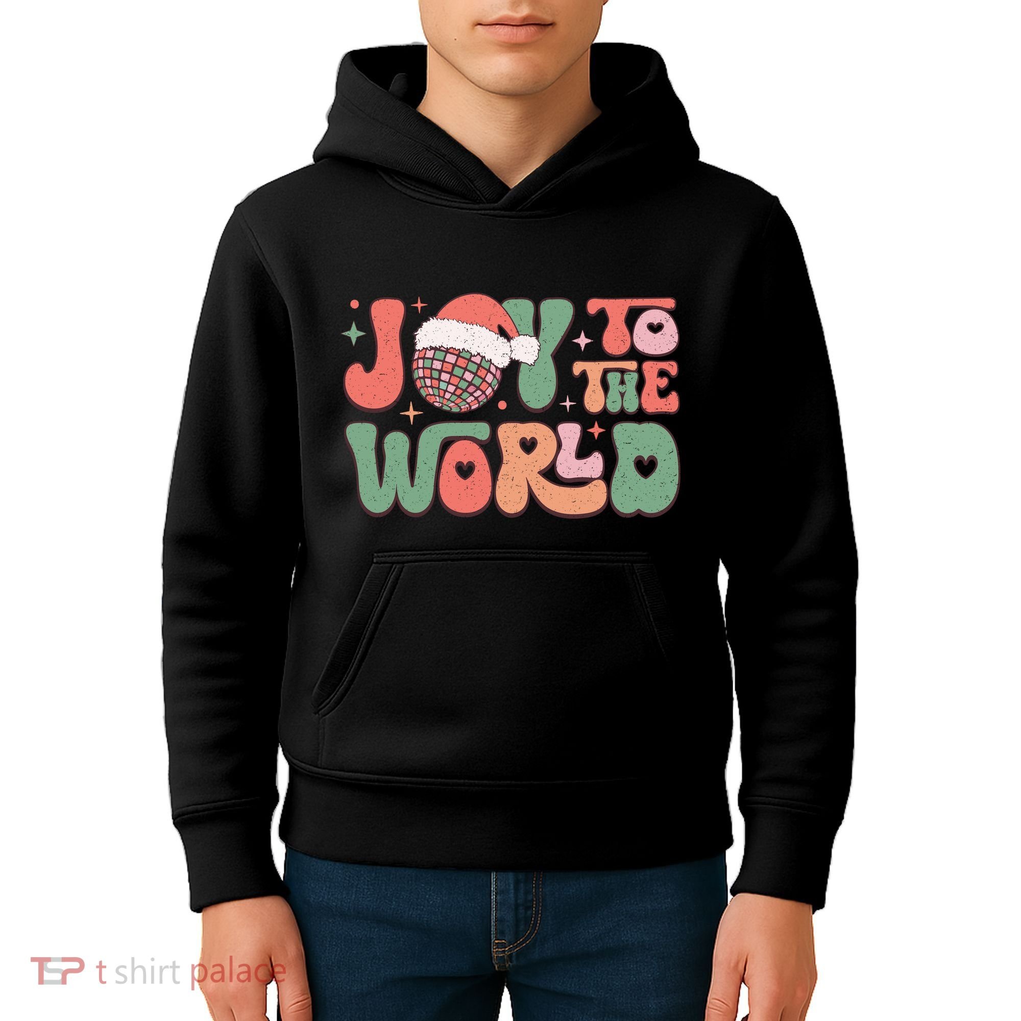Joy To The World Festive Holiday Graphic Kids Hoodie