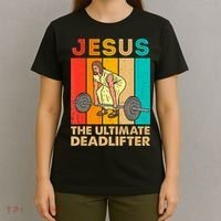 Jesus The Ultimate Deadlifter Vintage Gym Christian T-Shirt thumb 4