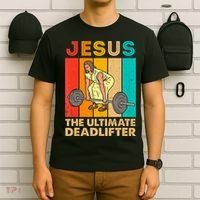 Jesus The Ultimate Deadlifter Vintage Gym Christian T-Shirt thumb 6