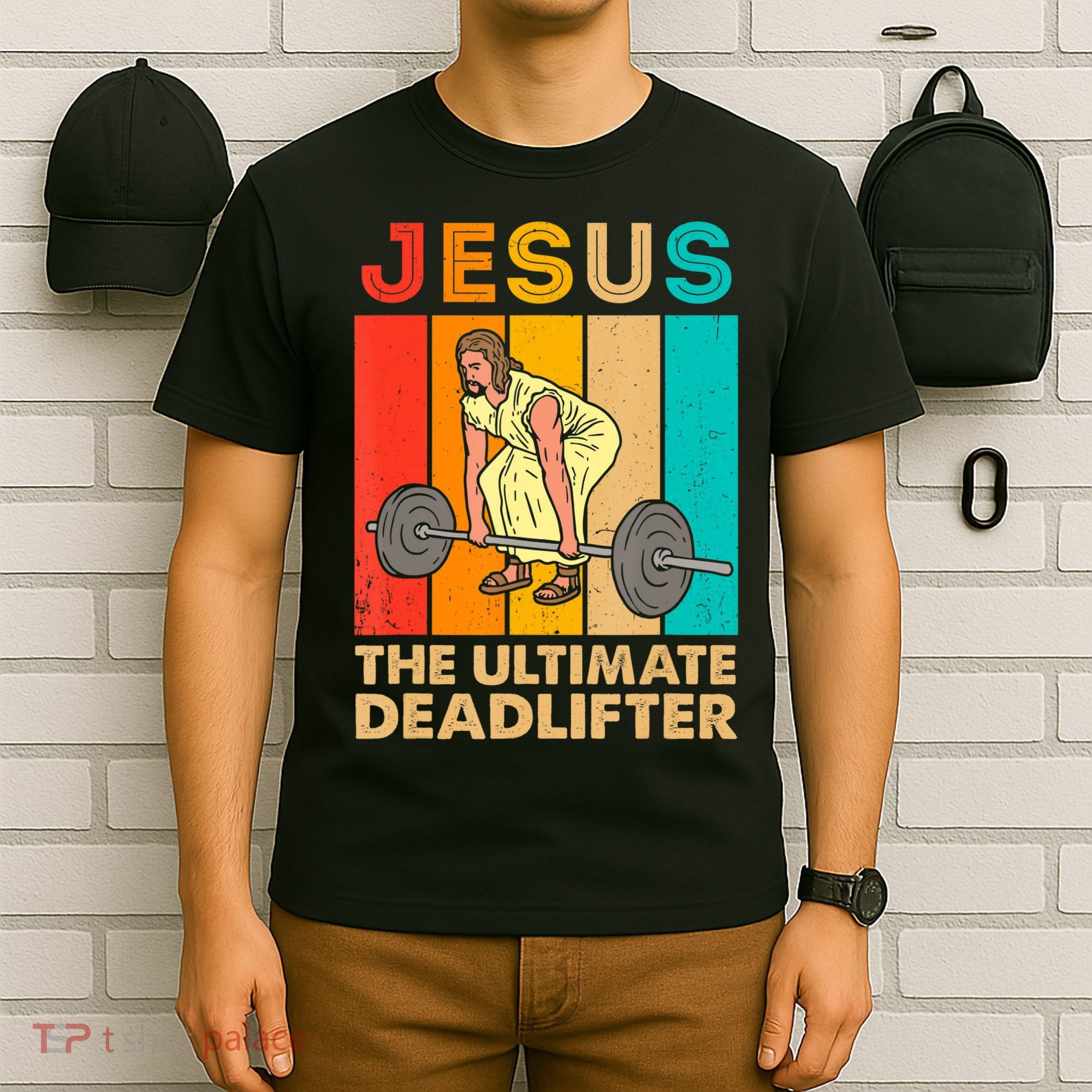 Jesus The Ultimate Deadlifter Vintage Gym Christian T-Shirt