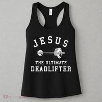 Jesus The Ultimate Deadlifter Christian Gym Workout Exercise Women's Tank Top thumb 3