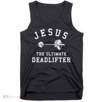 Jesus The Ultimate Deadlifter Christian Gym Workout Exercise Tank Top thumb 0