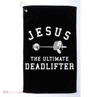 Jesus The Ultimate Deadlifter Christian Gym Workout Exercise Golf Towel thumb 0